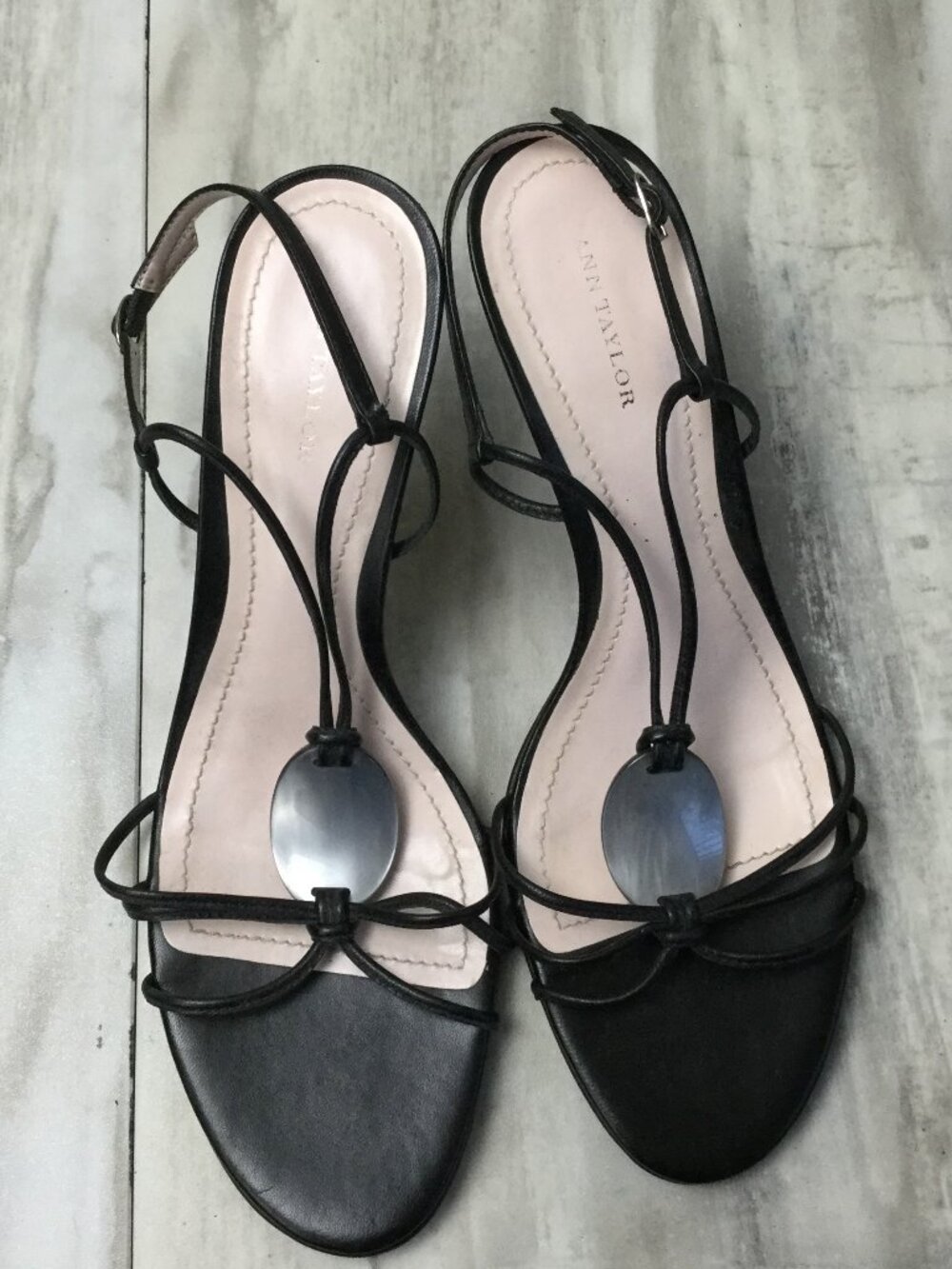 Ann Taylor Black Leather Heels 9.5